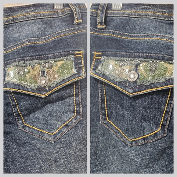 Natural Reflections Women's Jean Shorts Embellished Camo Pockets Size 2 NEW - Picture 9 of 14